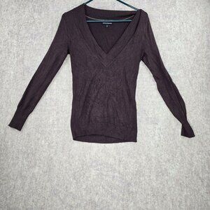 Express Design Studio Womens Chocolate Brown V-Neck Sweater Rayon Blend Medium